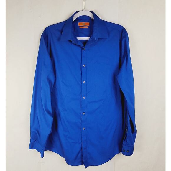 Egara royal blue button up dress shirt Size 15.5 long sleeve Quiet Luxury Office - Picture 1 of 6
